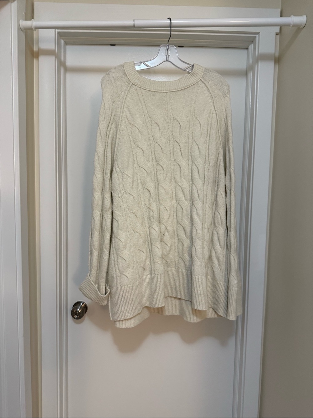 aerie Cream Cable-Knit Crewneck Sweater
